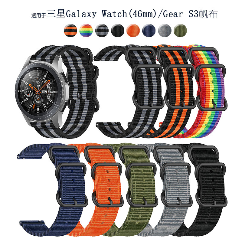 For Samsung Galaxy Watch(46mm)/Watch 3 (45mm) Canvas Wristband Nylon Strap
