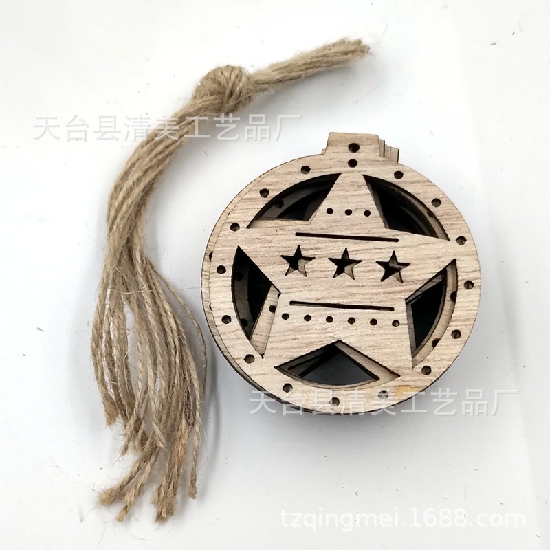 11 piezas de madera de paulownia de adornos navideños colgantes de dibujos animados creativos naturales 10 piezas en un paquete