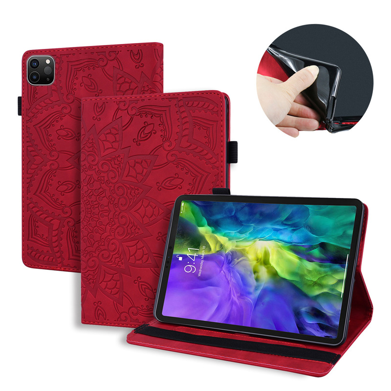 For iPad Pro11 calf pattern Mandala embossing Pro10.2 flat Mini2 leather case Air3 protective case