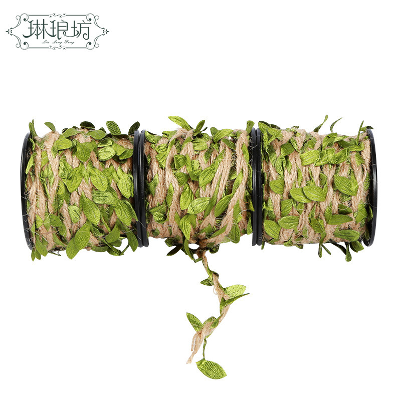 Hojas de cáñamo cuerda DIY simulación cáñamo cuerda ratán hojas ramo florero embalaje cuerda hecho a mano DIY accesorios decorativa cuerda