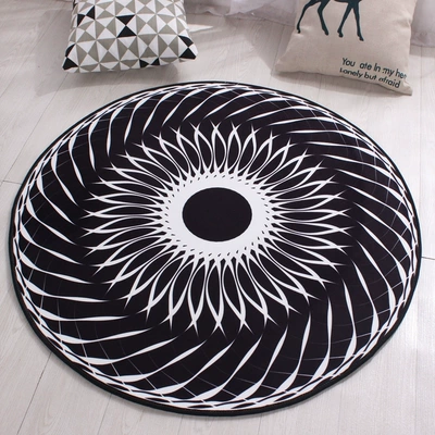 Avtomobil döşəmə paspasları — room coffee table round carpet - black-and-white-80cm-diameter-round