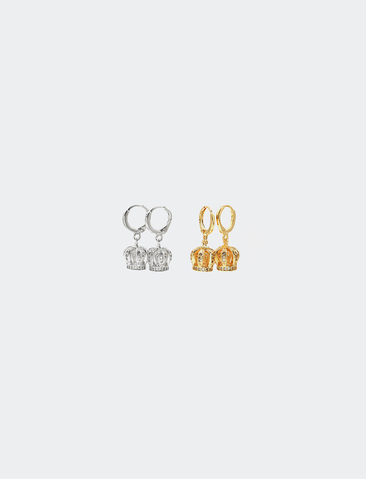 Pendientes De Corona Huecos Largos Chapados En Oro De Moda display picture 7