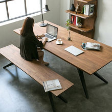 美式铁艺实木餐桌椅组合 简约现代会议桌工业风工作台办公桌子