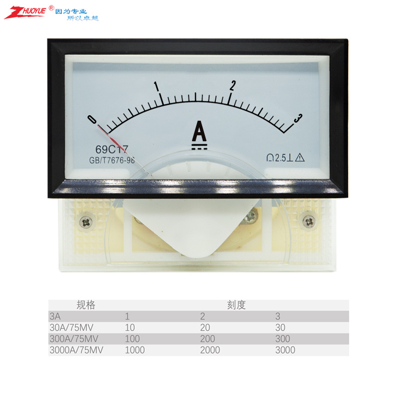 仪表指针励磁直流电流表69C17-A 0-3A 30A 300A 3000A  黑框