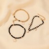 Fashionable set handmade, black beaded bracelet, suitable for import, European style, 3 piece set