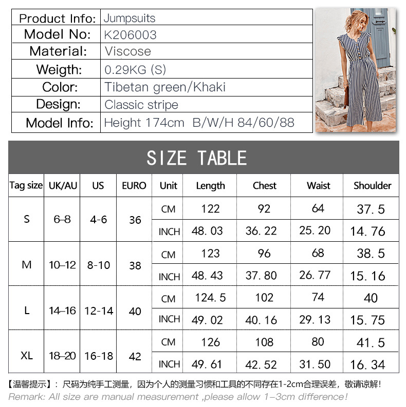 Fashion Women's Summer Striped Jumpsuit Casual Pants Stand-alone Models Wholesale Nihaojewelry display picture 16