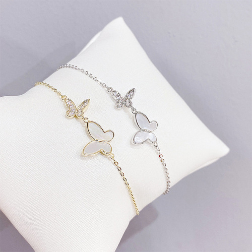 Korean Dongdaemun Shell Butterfly Bracelet Korean Version Women's Bracelet Electroplated Gold Jewelry Couple Best Friend Gift Accessory