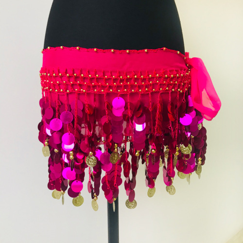 New belly dance waist chain hip scarf for beginners, lengthened and widened tassel waist scarf, Indian dance performance belt girdle