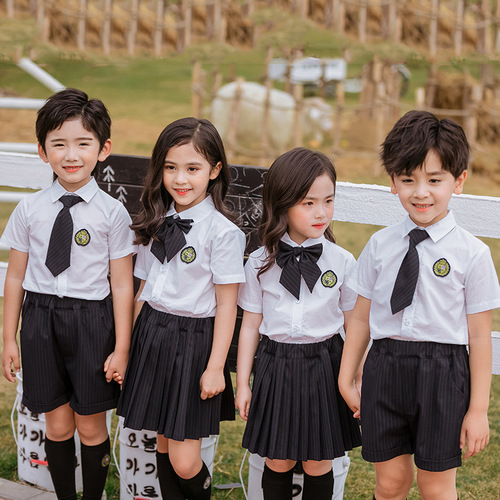 Girls boys school uniforms kindergarten uniform striped vest short sleeve shirt three piece primary school uniform