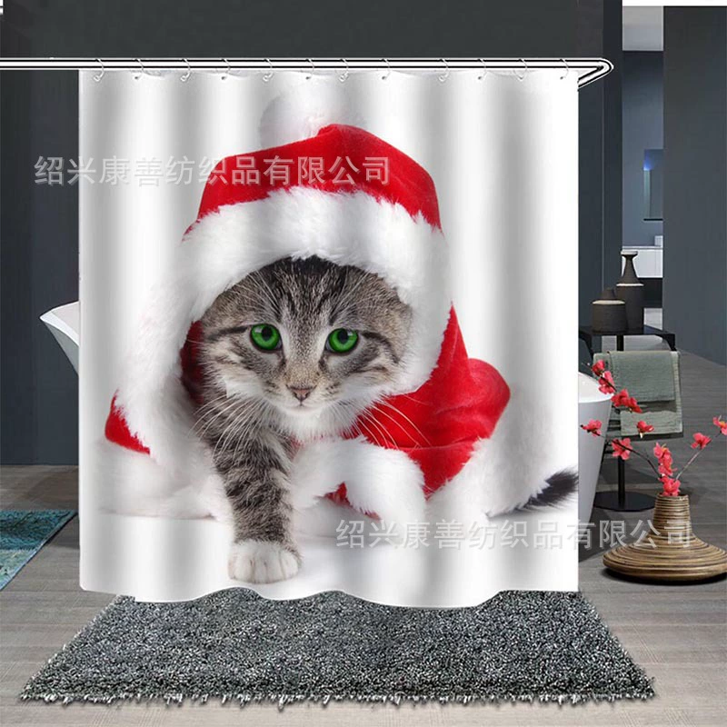Scandinavian Christmas waterproof curtain, increased thickness, polyester