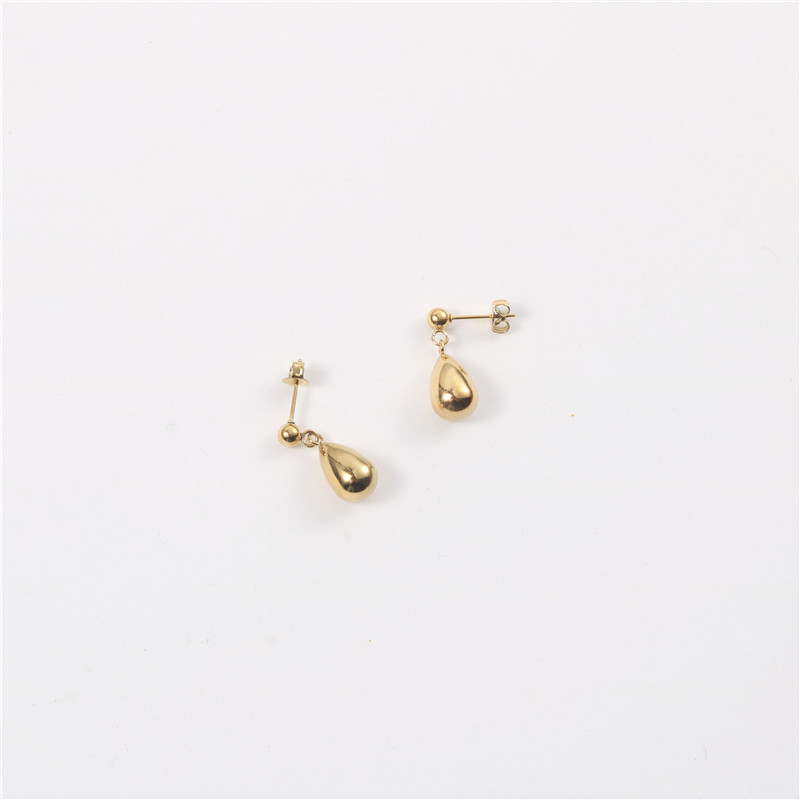 Fashion Solid Color Titanium Steel Water Drop Earrings 1 Pair display picture 3