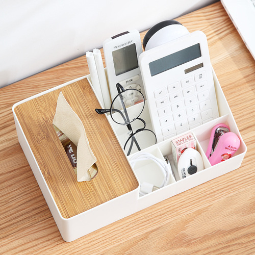 Living Room Desktop Japanese Bamboo Wood Paper Towel Box Plastic Simple Napkin Box Creative Home Multifunctional Storage Paper Box