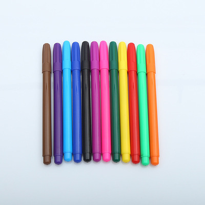 厂家直销12色opp袋装圆杆可洗水彩笔可批发定制logo