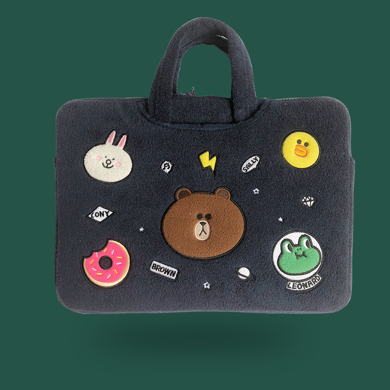 Cartoon Laptop Bag for Men and Women Apple Laptop Tote Plush Protective Case for MacBook