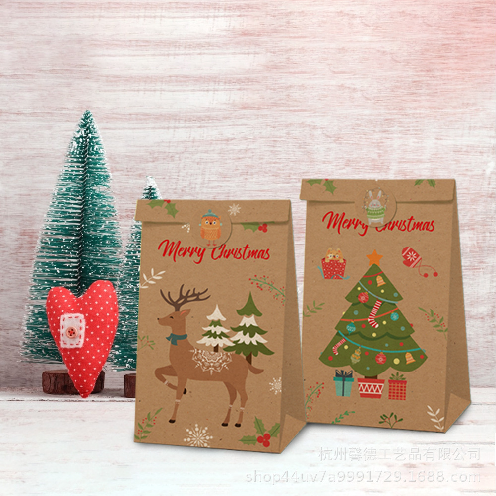 LB032 圣诞节雪人苹果平安礼品包装礼物派对纸袋牛皮纸袋