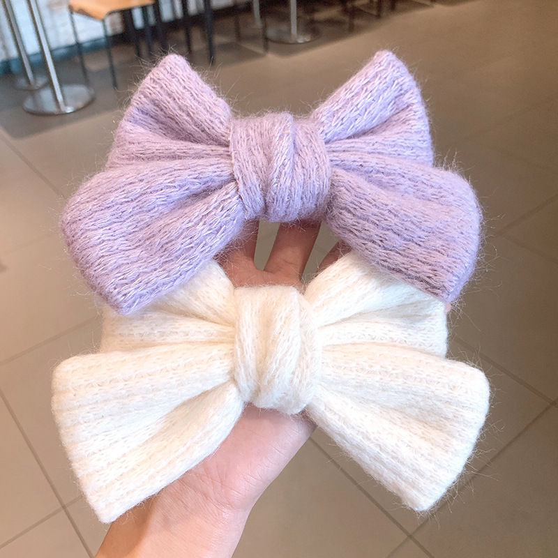 Woolen Knitted Big Bow Hairpin display picture 3