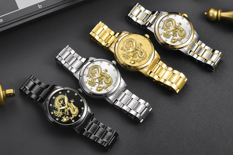 Fashion Dragon Single Folding Buckle Quartz Men's Watches display picture 1