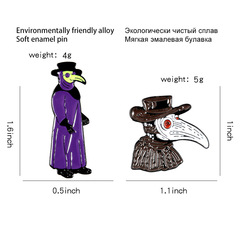 瘟疫醫生鳥嘴合金牛仔徽章 創意百搭烏鴉胸針 別針卡通胸針批發