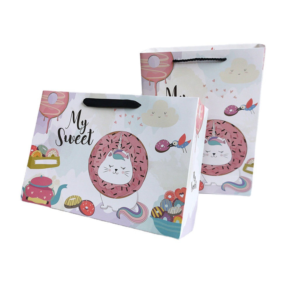工厂定制猫咪卡通圣诞节礼物袋礼品袋购物纸袋白卡彩印纸袋