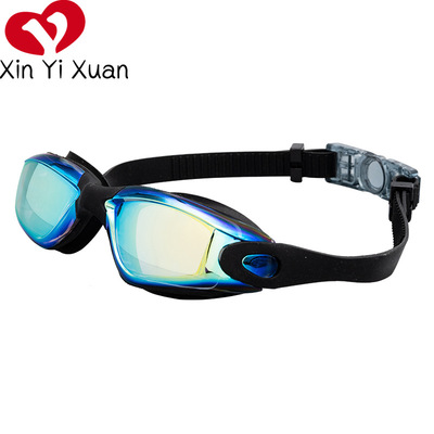 Swimming goggles Silica gel Anti-fog swimming goggles Adult color blocking 2023 Amazon selling Electroplating goggles
