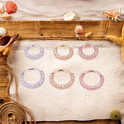跨境新款正面钻鼻中隔侧镶锆石软骨耳环耳鼻穿刺欧美外贸定制饰品|ru