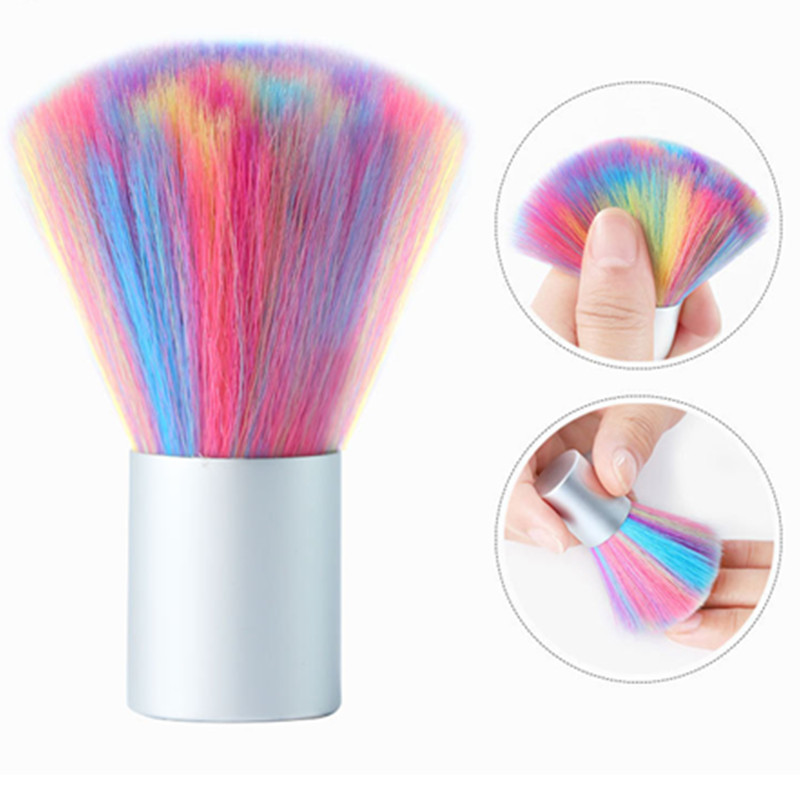 Cross border special supply of new colorful nail polish dust brush short handle rainbow dust brush powder blusher brush cleaning brush