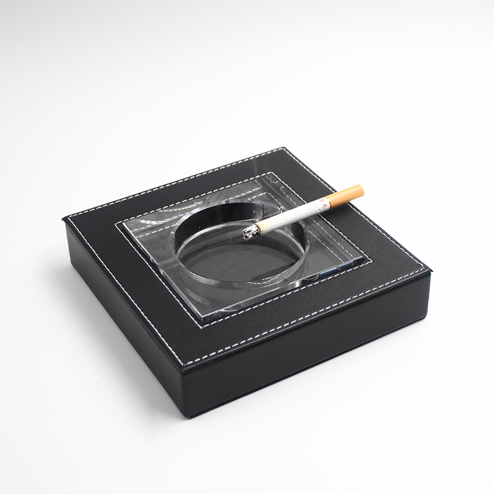 (2개) 가죽 장식 패션 재떨이 창조적 인 성격 스몰 사이즈 유리 크리스탈 재떨이 사무용품 선물 도매