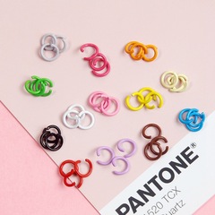 Diy自製鑰匙扣掛件馬卡龍色10mm8mm金屬烤漆小單圈連接環開口C圈