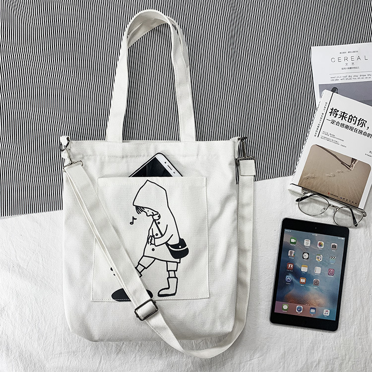 Bolso de lona femenino crossbody estudiante japonés versátil coreano Harajuku ulzzang chica ins hombro bolsa de mensajero de lona