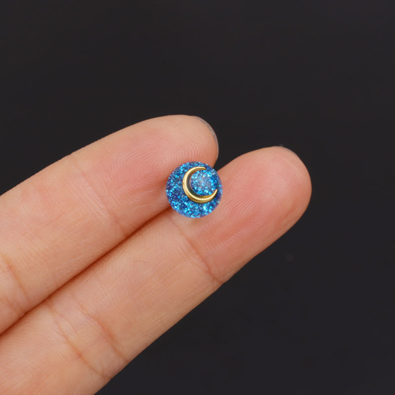 simple blue crystal stainless steel fashion earrings