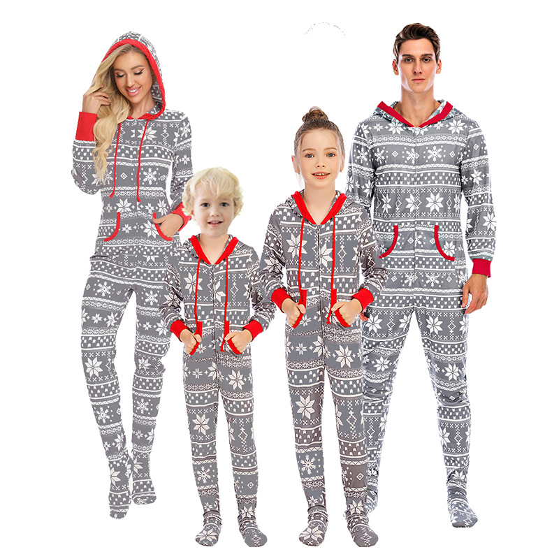 Cute Snowflake Deer Polyester Cotton Polyester Pants Sets Jumpsuits Family Matching Outfits display picture 2