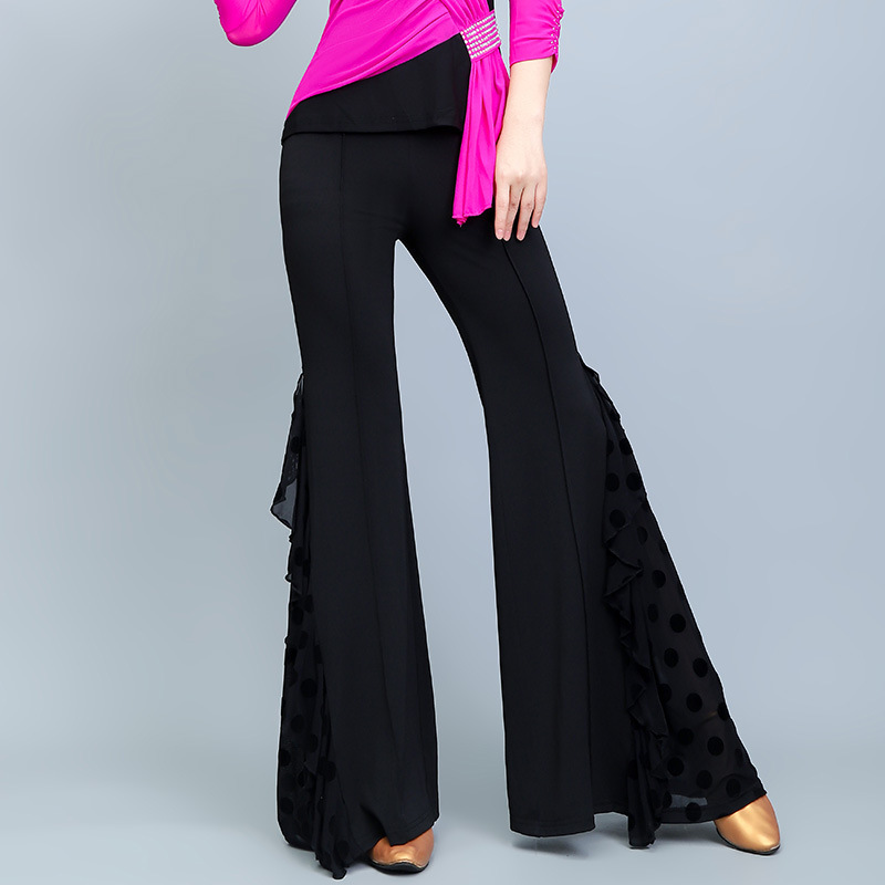Black Latin ballroom dance pants women modern dance ballroom dance bell