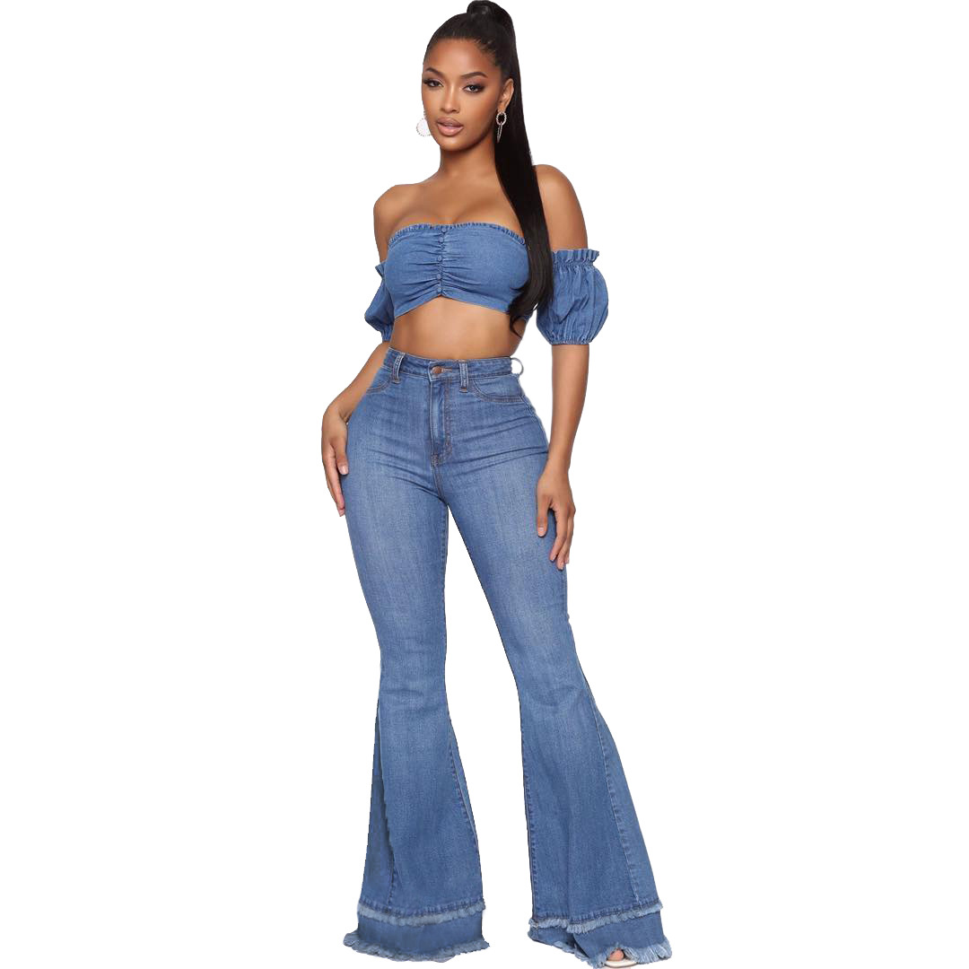 patchwork detachable high waist jeans