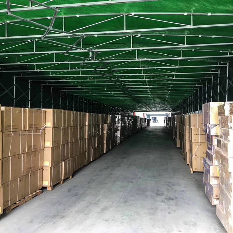 夏季地摊移动伸缩遮雨棚 手动推拉钢筋绑扎棚 工地防晒防雨伸缩篷