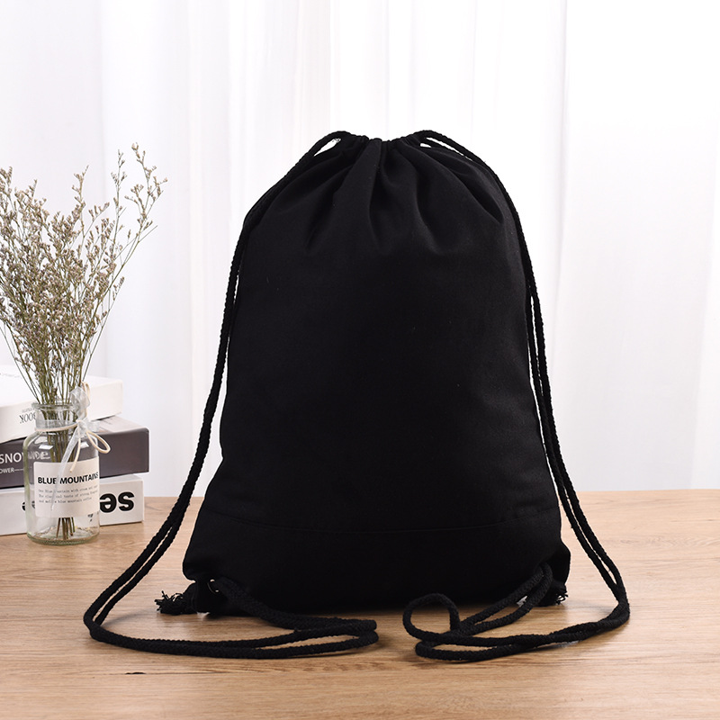 棉布束口袋抽拉绳束口背包帆布袋广告绒布袋双肩抽绳棉布袋定 制