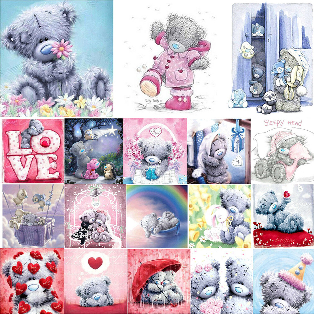 DIY新款5D泰迪熊钻石画客厅卧室挂画砖石贴钻画跨境爆款厂家批发|ms