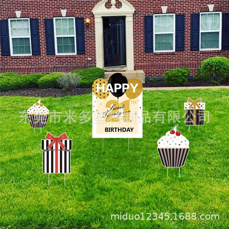 塑料瓦楞PP中空板庭院生日插牌 防水抗UV塑料coroplast生日标牌