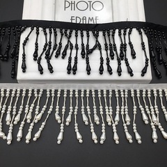 廠家批發手工釘珠珍珠長流蘇花邊 重工舞蹈裙邊漢服珍珠輔料