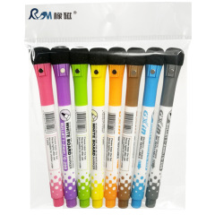 With brush, erasable and adsorbable water-based non-toxic fine-head children's drawing board pens 8-color set magnetic color whiteboard pens