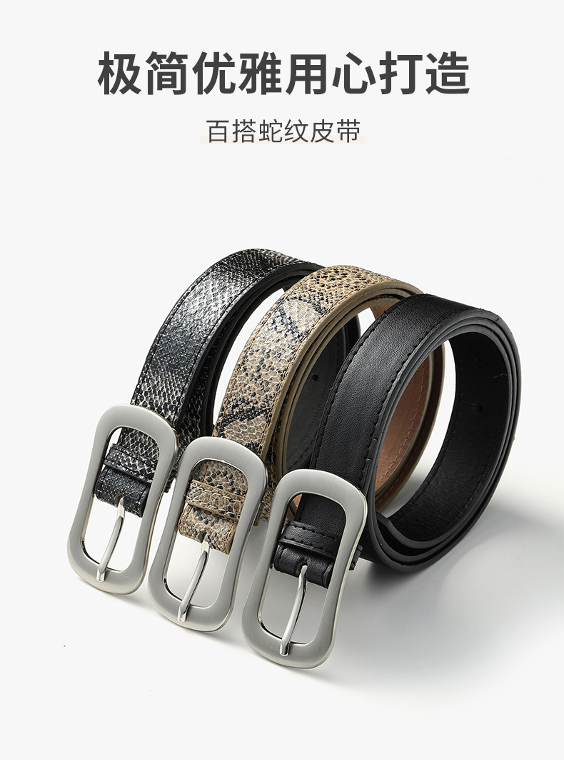 New  Buckle Retro Snake Pattern Decorative Belt display picture 1