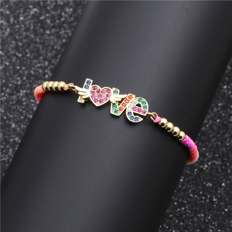 Colorful Zirconium Love Palm Heart Adjustable Bracelet display picture 6