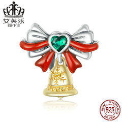 艾芙樂聖誕節日原創新款s925純銀串珠手鍊 金色鈴鐺珠子飾品配件