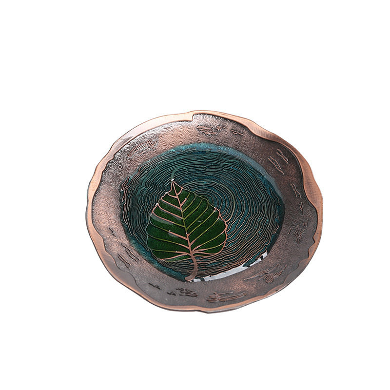 Hecho a mano cobre puro latón Coaster japonés pequeño tamaño aislado Begonia Coaster bandeja de té ceremonia del té accesorios té antiguo