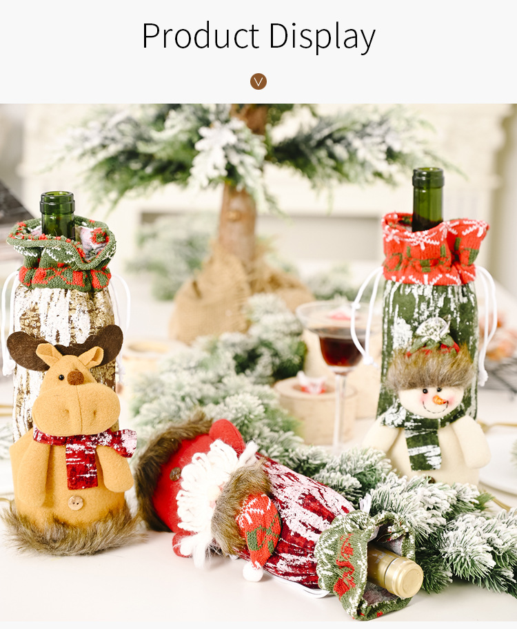 Christmas Decoration Knitted Imitation Bark Wine Bottle Cover Deccoration display picture 10