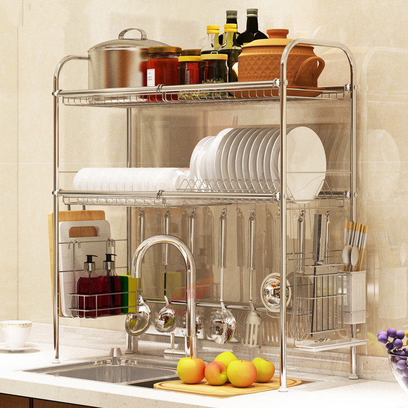 304 Stainless steel water tank Dish rack Drain shelf kitchen Shelf household Tool carrier Storage rack Dishes Treatment stand