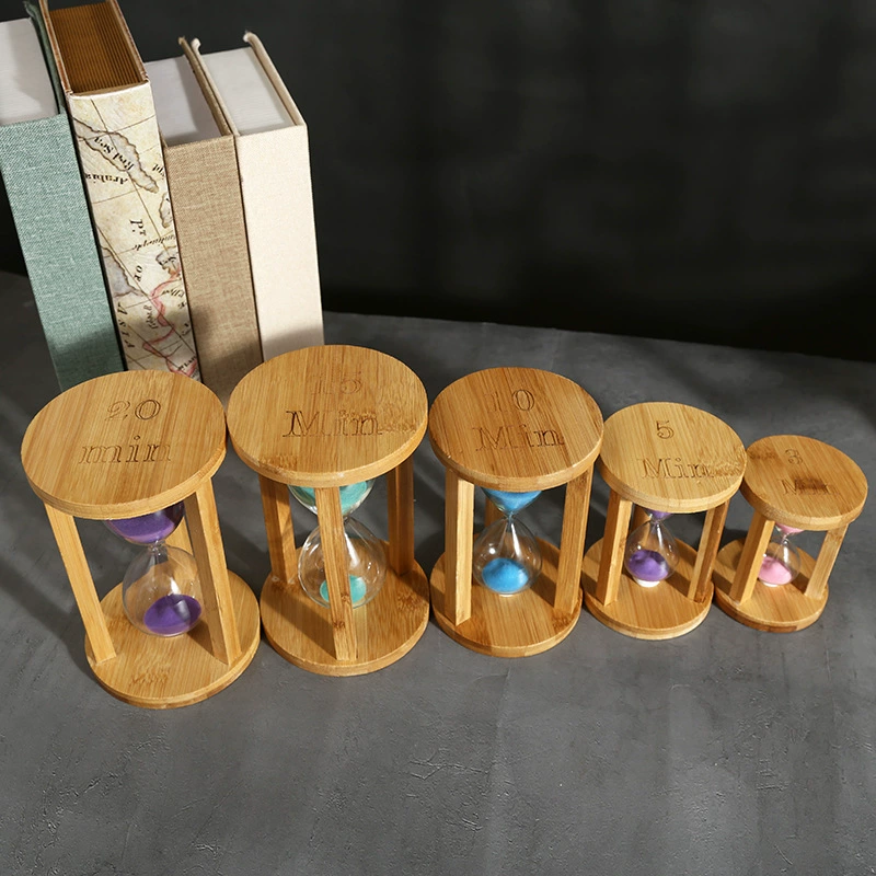 Bamboo round lettering 3/5/10/15/20 minutes Hourglass chronograph home decoration ornament manufacturer direct supply