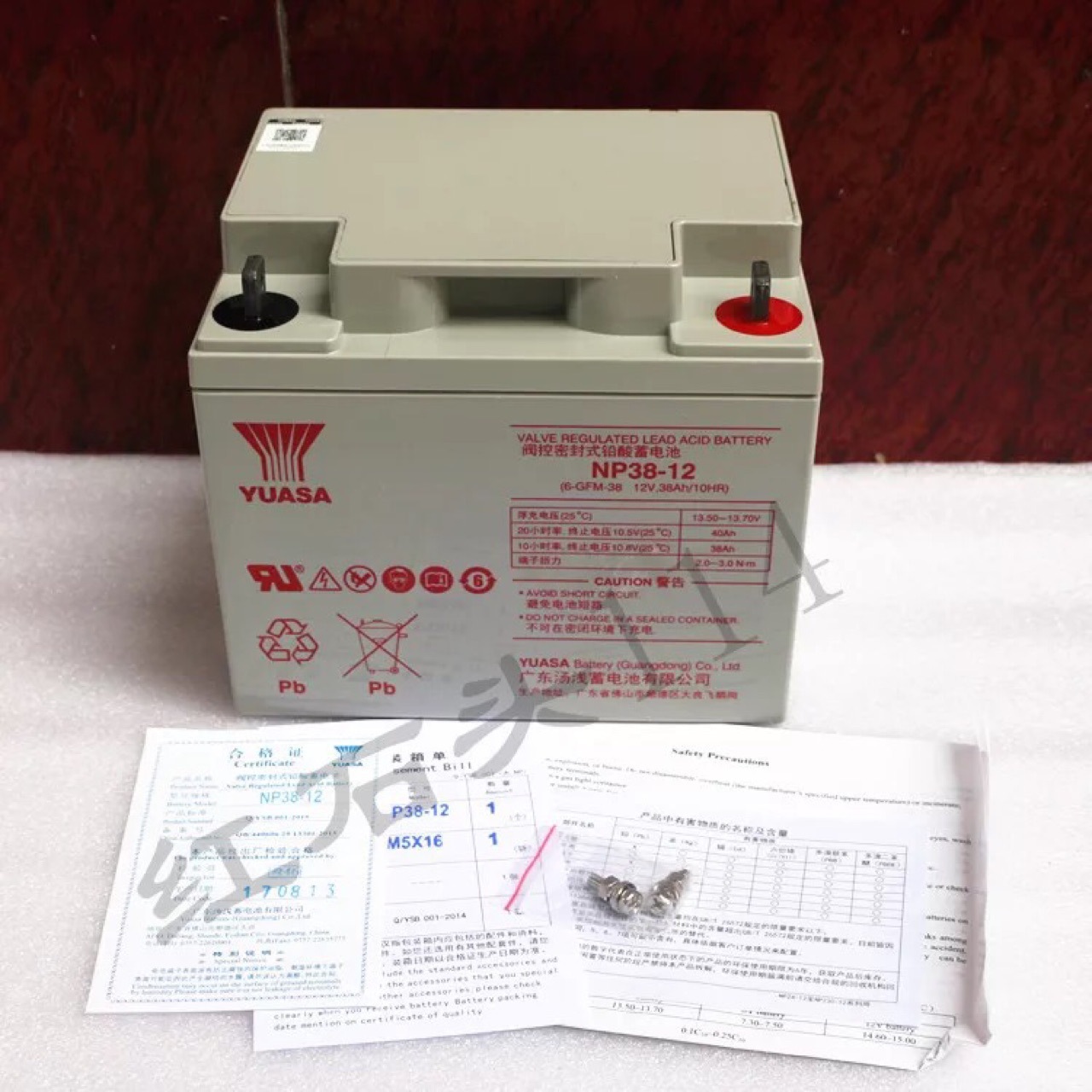 汤浅蓄电池12v38AH/20HR汤浅蓄电池NP38-12