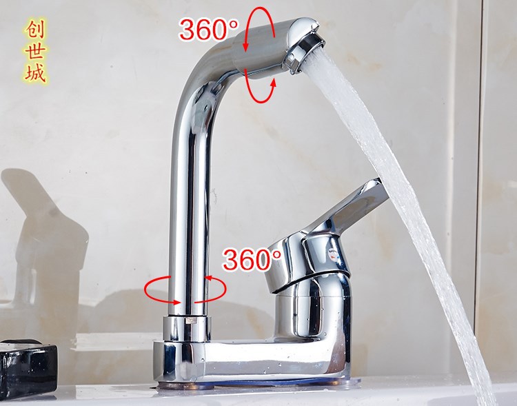 Brass washbasin, double-hole column basin, rotating faucet, bathroom for washing face and hair, cold and hot double-hole washbasin faucet undefined