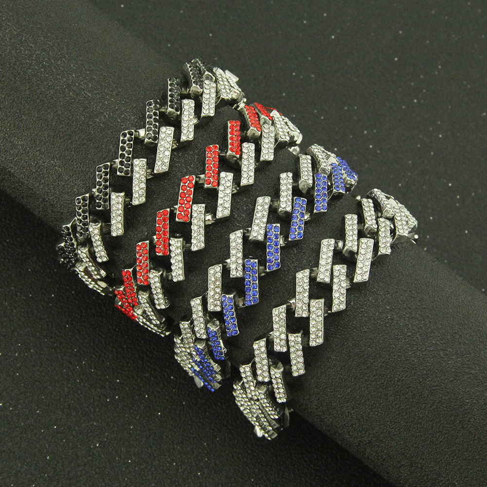 European And American Hip-hop Cuban Chain Full Diamond Bracelet display picture 6