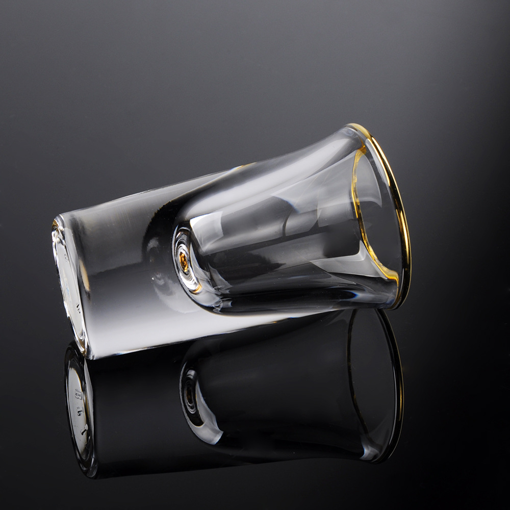 高档小白酒杯中式仿古一口杯描金轻奢分酒壶水晶玻璃子弹杯分酒器